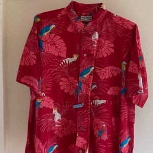 Key West Parrots - Men's cotton shirt - Red, XL